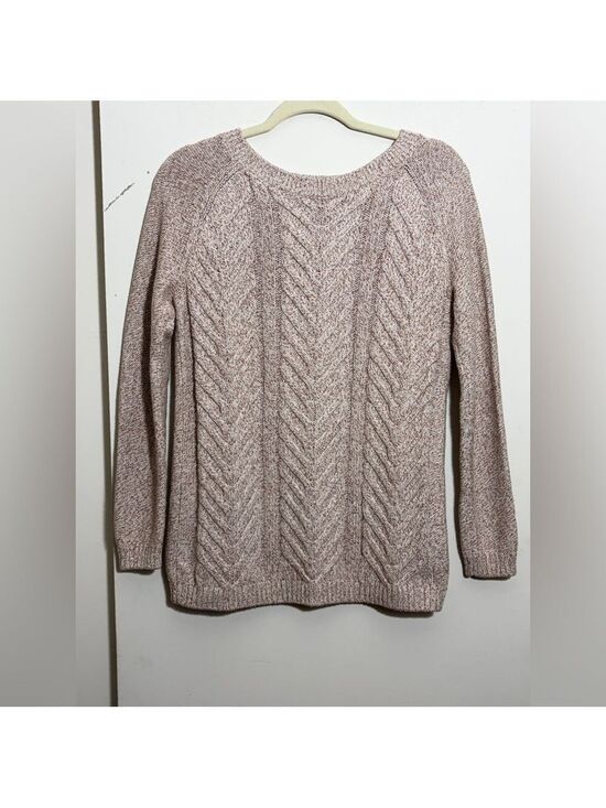 Talbots Sweaters - Talbots Marled Beige Chevron Cable Knit Crewneck Sweater Size XS